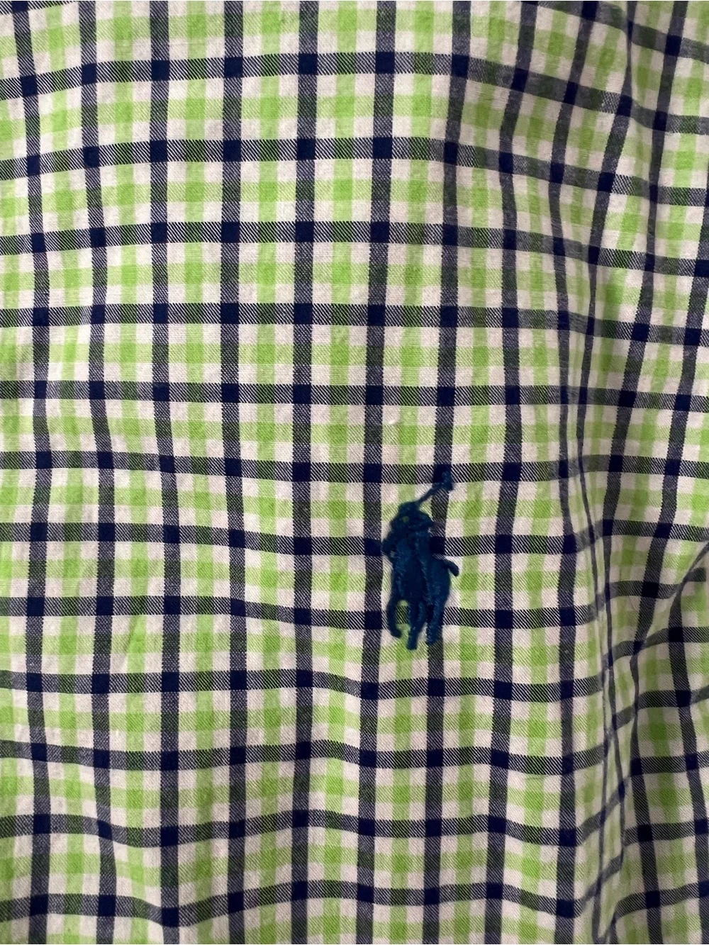 Ralph Lauren Navy & Lime Plaid Cotton Button-Down Shirt boys L(14-16) VGUC